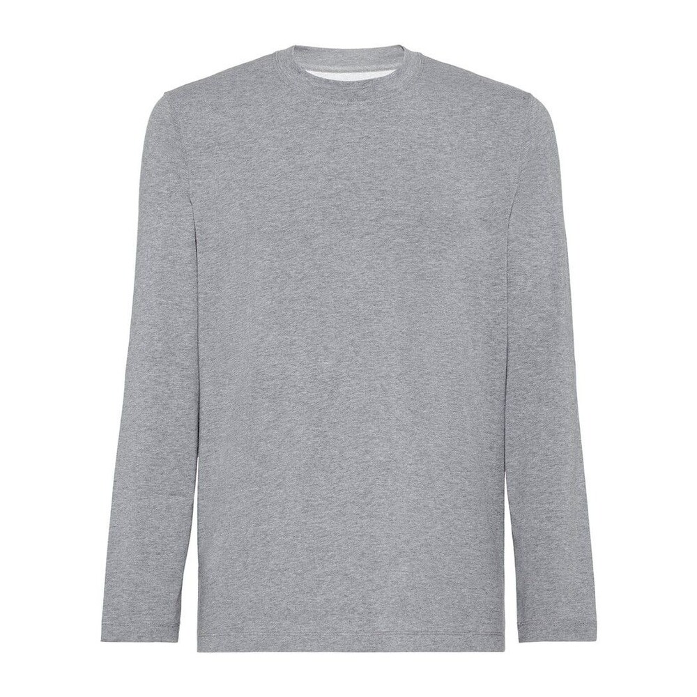 Brunello Cucinelli Gray Long Sleeve T-Shirt 100% Cotton Size 48 M Made in Italy